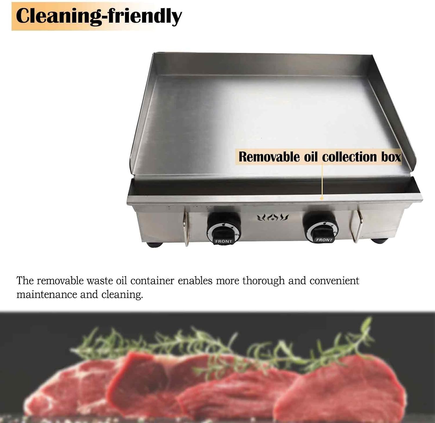 Commercial Stainless Steel LPG Gas Griddle Grill, 21.3' x 13.4' Flat Top Countertop Griddle for Steak, Pancakes & Teppanyaki, 2800Pa, Home & Outdoor Use