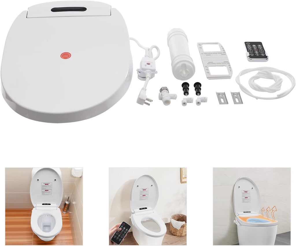 LOYALHEARTDY Smart Bidet Toilet Cover Seat, Intelligent Toilet Cover Seats with Remote Control, Heated Seat & Warm Air Dryer, Self-Cleaning Nozzle, Easy Installation for Elongated & Standard Toilets