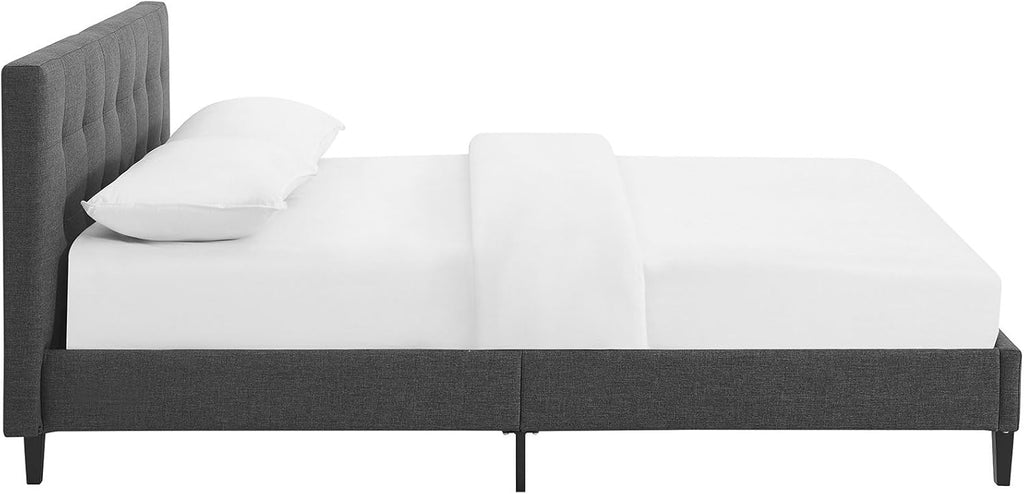 Modway Linnea Upholstered Gray Queen Platform Bed with Wood Slat Support