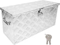 24 Inch Tool Box Flatbox Truck Bed Toolbox,RV Storage Organizer,Truck Tools Chest Box With Side Handle & Lock KeysCompatible with Trailer Pickup,Silver Aluminum 5 Bar Tread(24.2'x10.4'x11.8')