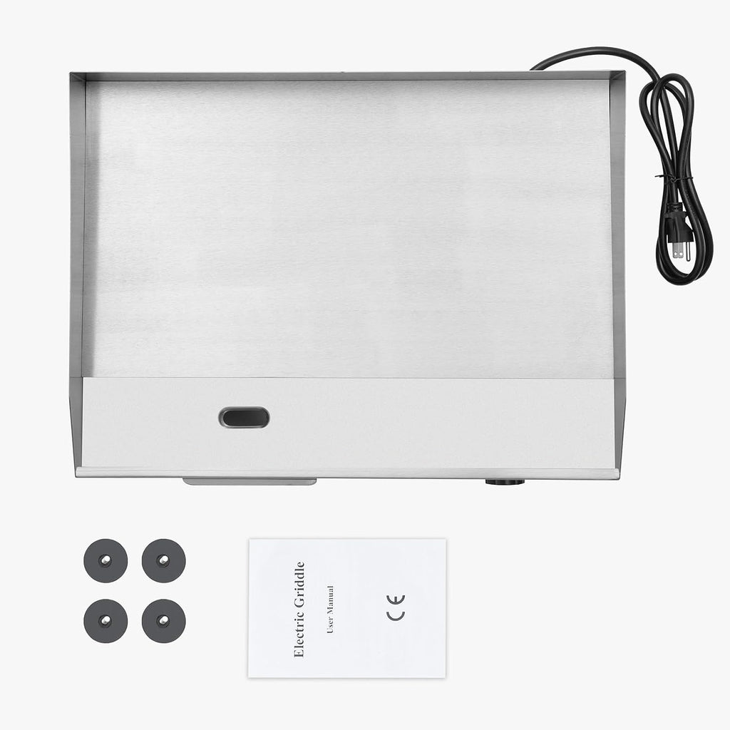 Electric Griddle, Electric Countertop Flat Top Griddle, 110V 3000W Stainless Steel Non-Stick Flat Top Grill, 122-572℉ Adjustable Temp Control for Restaurant Kitchen BBQ Pancake