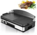 Electric Griddle Commercial Counter Top Half Flat Hotplate, 1750W Electric Flat Top Grill, Stainless Steel Electric Countertop Griddle W/Drip Hole, 110~240V Countertop Griddle for Pancake