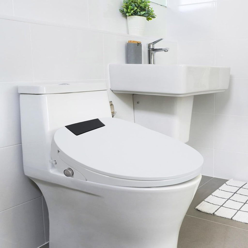Electric Bidet Toilet Seat,Electric Smart Heated Toilet Seat,Feminine & Front Rear Wash,Elongated Heated Toilets Seat with Instant Warm Water & Dryer, Self-Clean Nozzle, Automatic Flip Cover US Plug