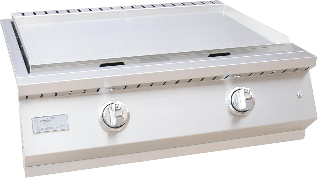 KoKoMo Grills 30 Inch Professional Outdoor Kitchen Teppanyaki Liquid Propane Griddle | 304 Stainless Steel Flat Top Grill U-Shape Burners 36000 BTUs for Outdoor Cooking, BBQ and Patio Backyard