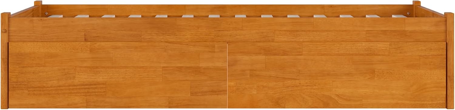 AFI Concord Twin Solid Wood Platform Bed with Footboard & Storage Drawers in Light Toffee