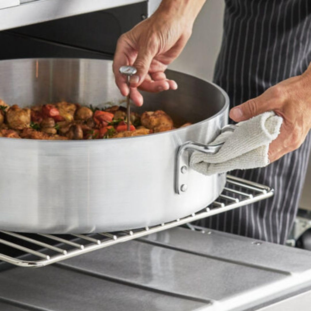 Soro Essentials- 25 Qt. Heavy Duty Brazier Pan with Cover- Round Braiser Pan Flat Cooking Surface Even Heating Cookware Perfect for Frying Stir-frying Stewing Cooking