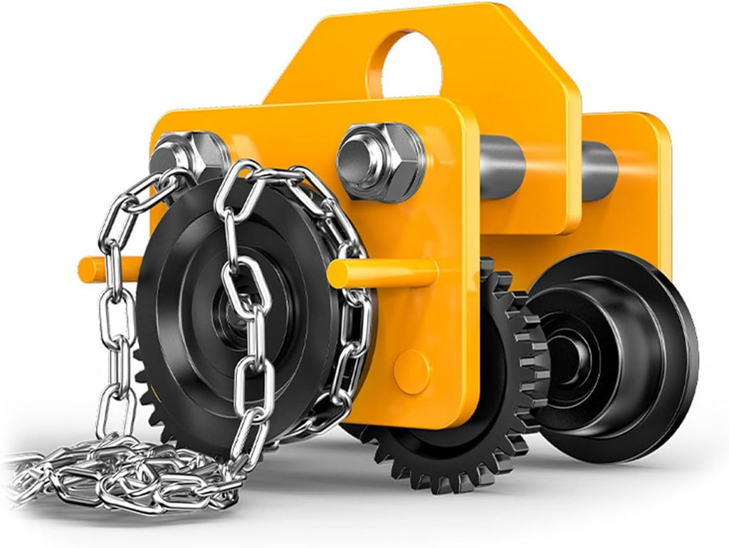 Chain-driven Manual Dual-axle Dolly, Steel Push-beam Dolly, Load Capacity 1-5 Tons, Adjustable Width 2-6.9 Inches, for Garages, Warehouses, Construction Sites(2T/4400LB,6m/19.7ft)