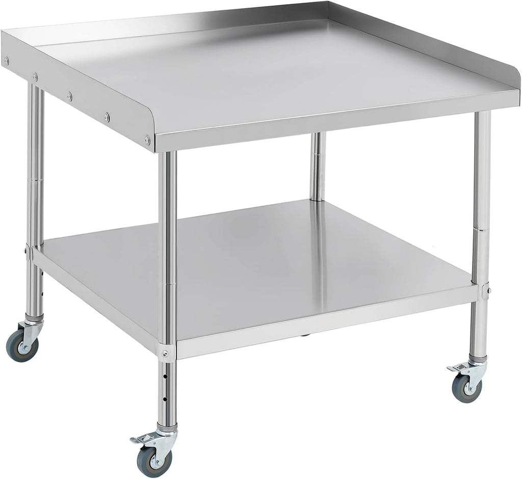 GarveeTech Stainless Steel Grill Stand Table - 36x30x30 Inches, 660 LBS Heavy-Duty Capacity, NSF Certified, with Movable Wheels & 2' Edge Baffle for Home, Commercial Restaurant Kitchen, Hotel