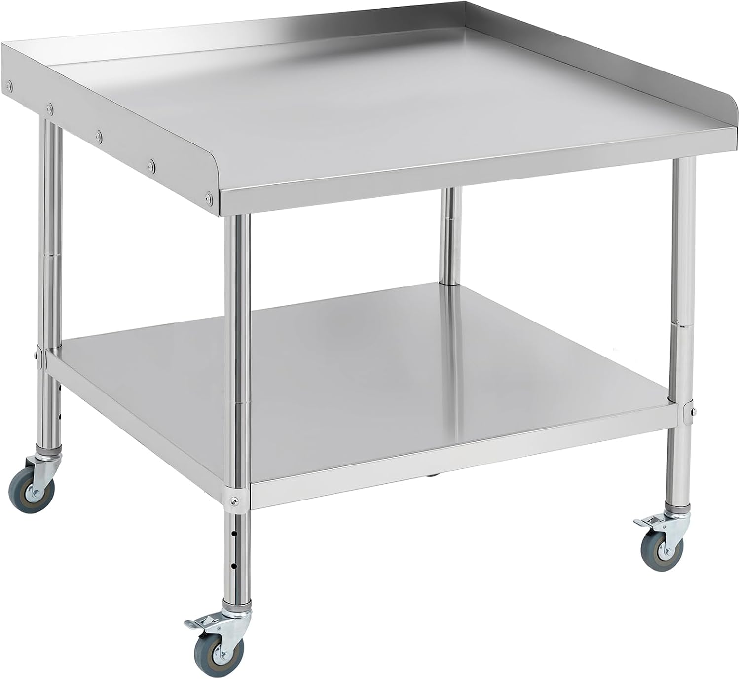 GarveeTech Stainless Steel Grill Stand Table - 36x30x30 Inches, 660 LBS Heavy-Duty Capacity, NSF Certified, with Movable Wheels & 2' Edge Baffle for Home, Commercial Restaurant Kitchen, Hotel