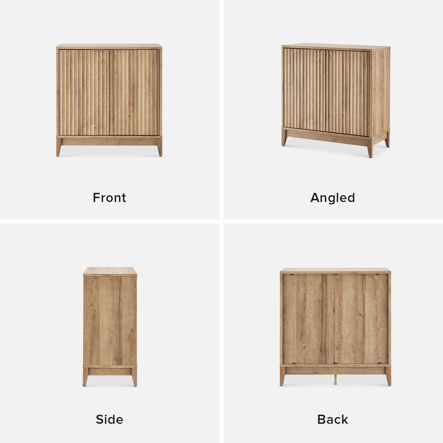 mopio Brooklyn Fluted Storage Cabinet, Modular Accent Buffet Sideboard with Adjustable Shelf, FSC Certified 50lb Load Modern Farmhouse Wood Credenza for Dining, Living Room, Entryway (Oak, Set of 3)