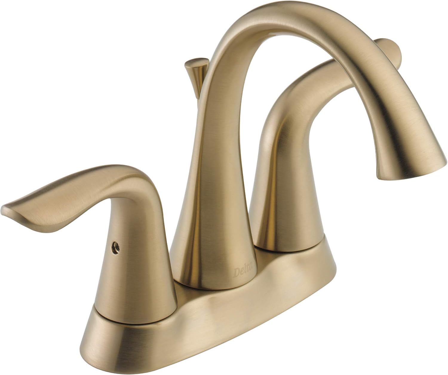 Delta Lahara Centerset Brushed Gold Bathroom Faucet, 4 Inch 3 Hole Bathroom Sink Faucet for Vanity, Metal Push-Pop Drain Assembly, Champagne Bronze 2538-CZMPU-DST