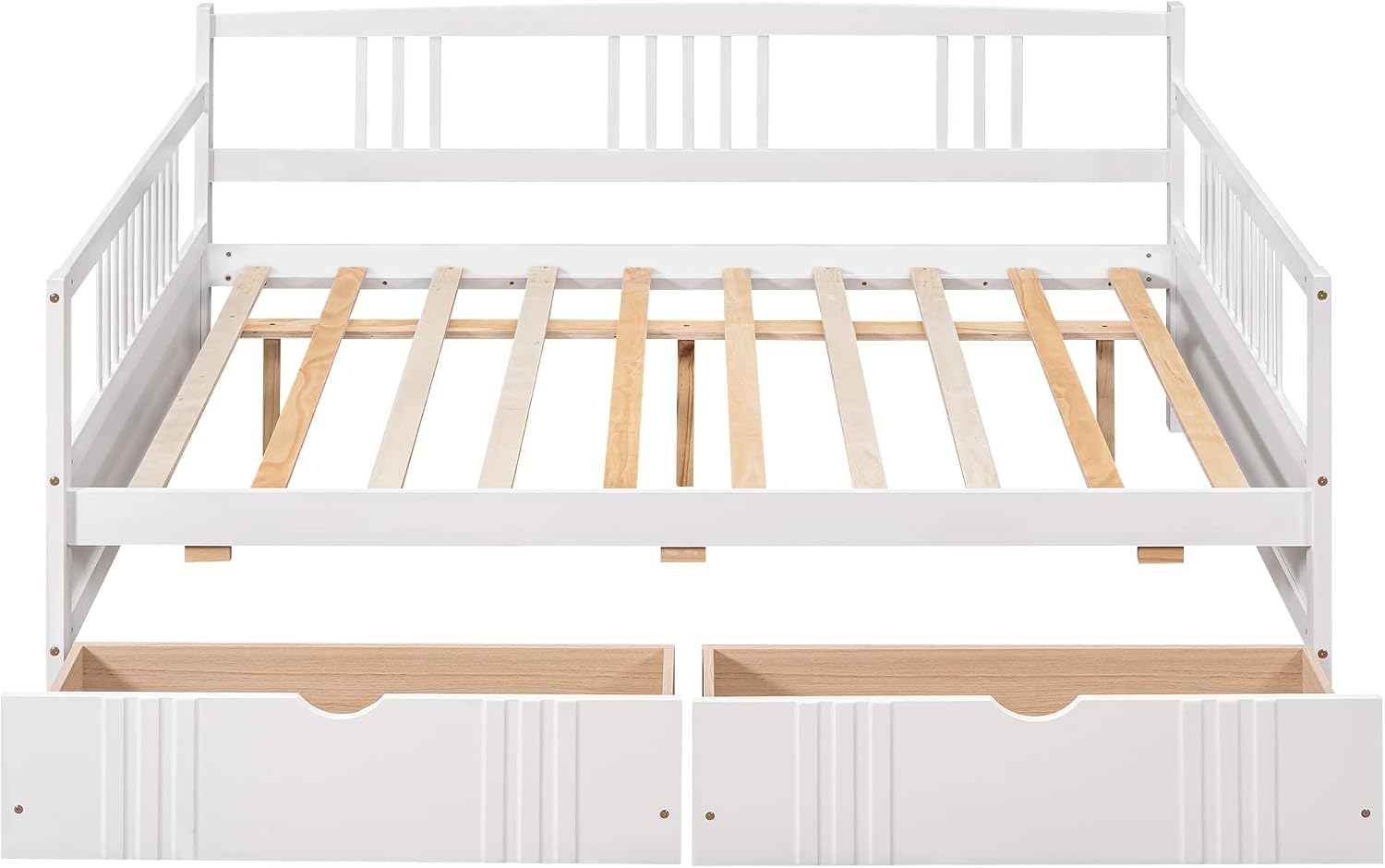 Merax Daybed Twin, Twin Daybed Wooden Slats Support Modern Living Daybed with Rails, No Box Spring Needed (White)