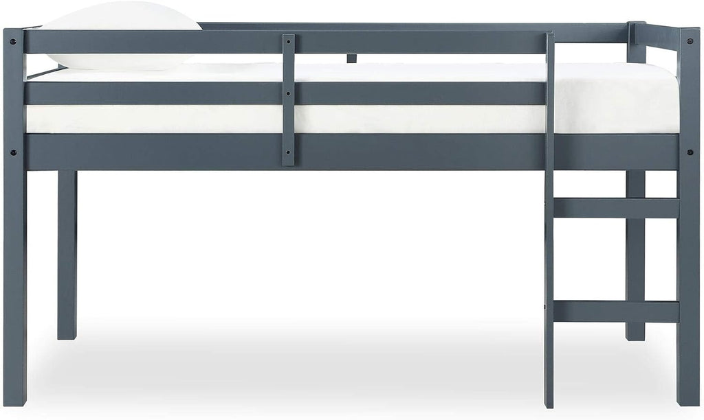 DHP Milton Twin Loft Bed, Space Saving Design, Solid Pine Wood, White Finish