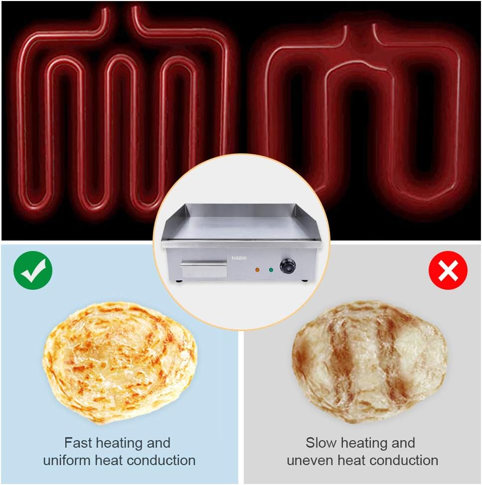3000W Commercial Electric Griddle Flat Top Grill BBQ Restaurant Kitchen Teppanyaki Griddle, Commercial Table Top Griddle Electric Countertop Griddle Grill Hot Plate 122-572℉ Temperature Control