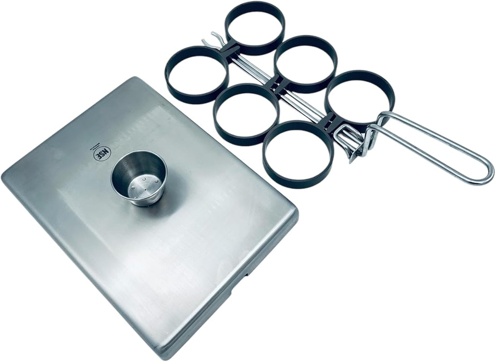 Rattleware Stainless Steel Egg Rings Commercial-Grade Egg Fryer Ring for Frying Eggs – Durable Metal Round Rings with Heat-Resistant Handle – Breakfast Kitchen Gadgets and Egg Cooker (6 Ring Set)