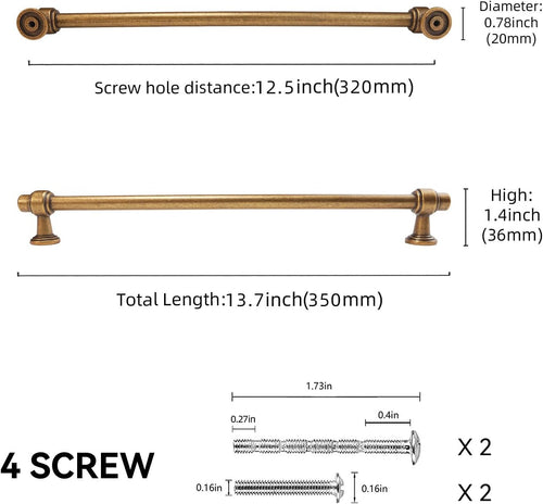 10 Pack 12-3/5 inch(320mm) Antique Brass Kitchen Cabinet Handles Cabinet Pulls Vintage Drawer Pulls Aged Gold Bronze Cabinet Hardware Kitchen Handles