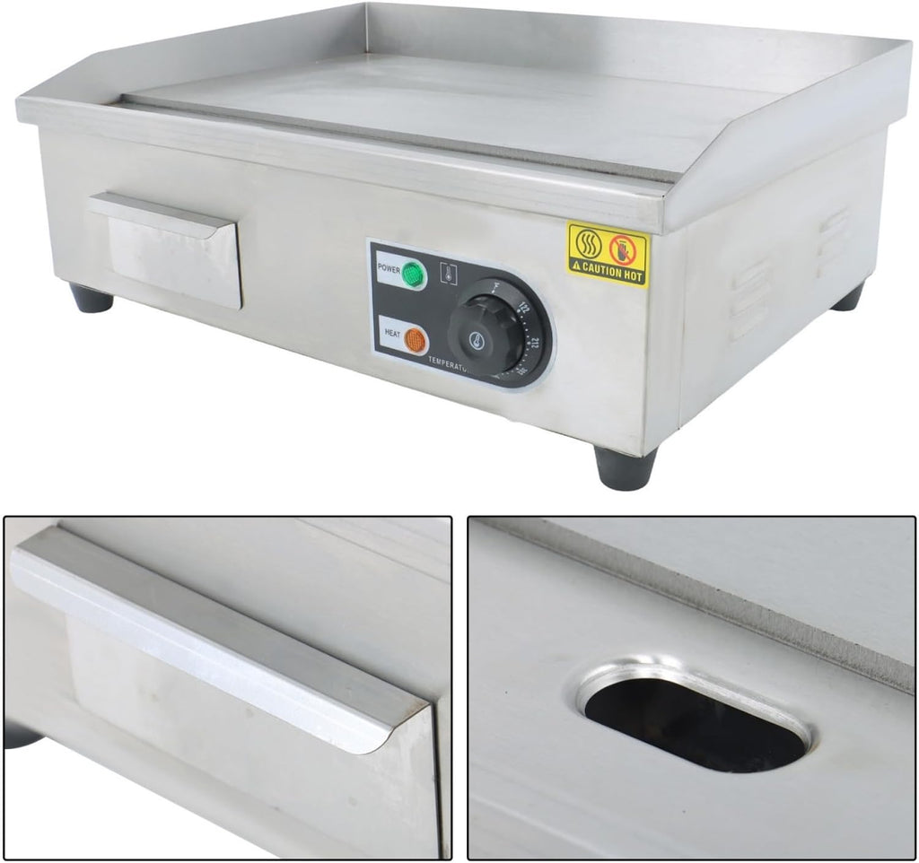 kimllier Commercial Electric Griddle 1600W Countertop Flat Top Grill 22 Inch for Restaurants, Shops and Snack Shops