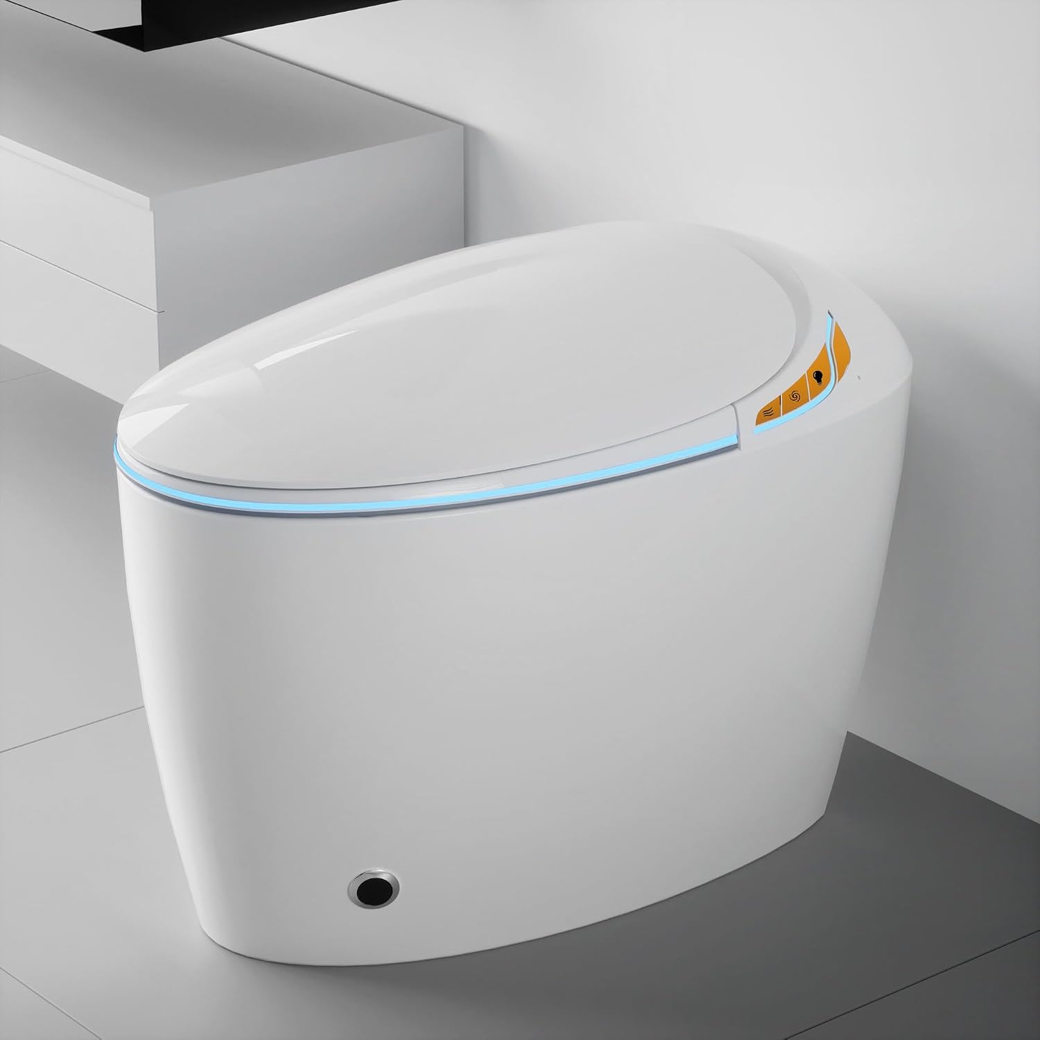 Black Smart Toilet with Bidet Built In, Luxury Elongated Electric Toilet with Heated Seat&Foot Sensor, 1.28 GPF Dual Flush, Auto Open/Close Seat, Warm Water&Dryer, Multiple Washing Modes (White)