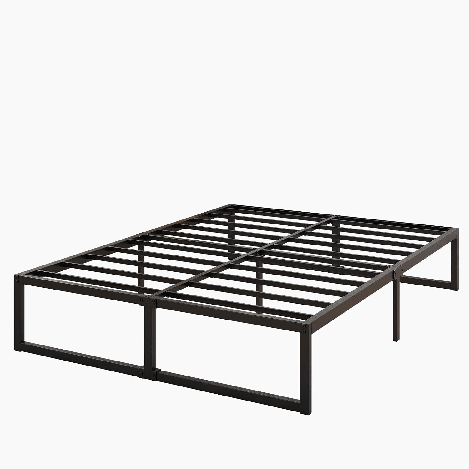 Lutown-Teen 14 Inch Full XL Size Bed Frame No Box Spring Needed, Heavy Duty XL Full Metal Platform Beds with Sturdy Steal Slats for Mattress Foundation, Easy Assembly, Noise Free, Black
