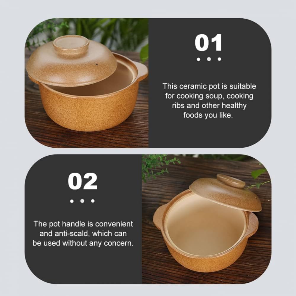Cooking Pot, Pot Casserole Pot Soup Pot Kitchen Ceramic Soup Cooking Pot Stove Stew Pot Household Cookware Ceramic Stew Pot Ceramic Braiser Pan Ceramic Bibimbap Pot