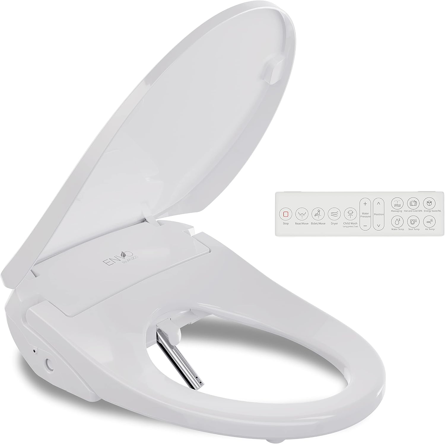 Ember Elongated Smart Electric Bidet Toilet Seat with Remote Control and Heated Seat