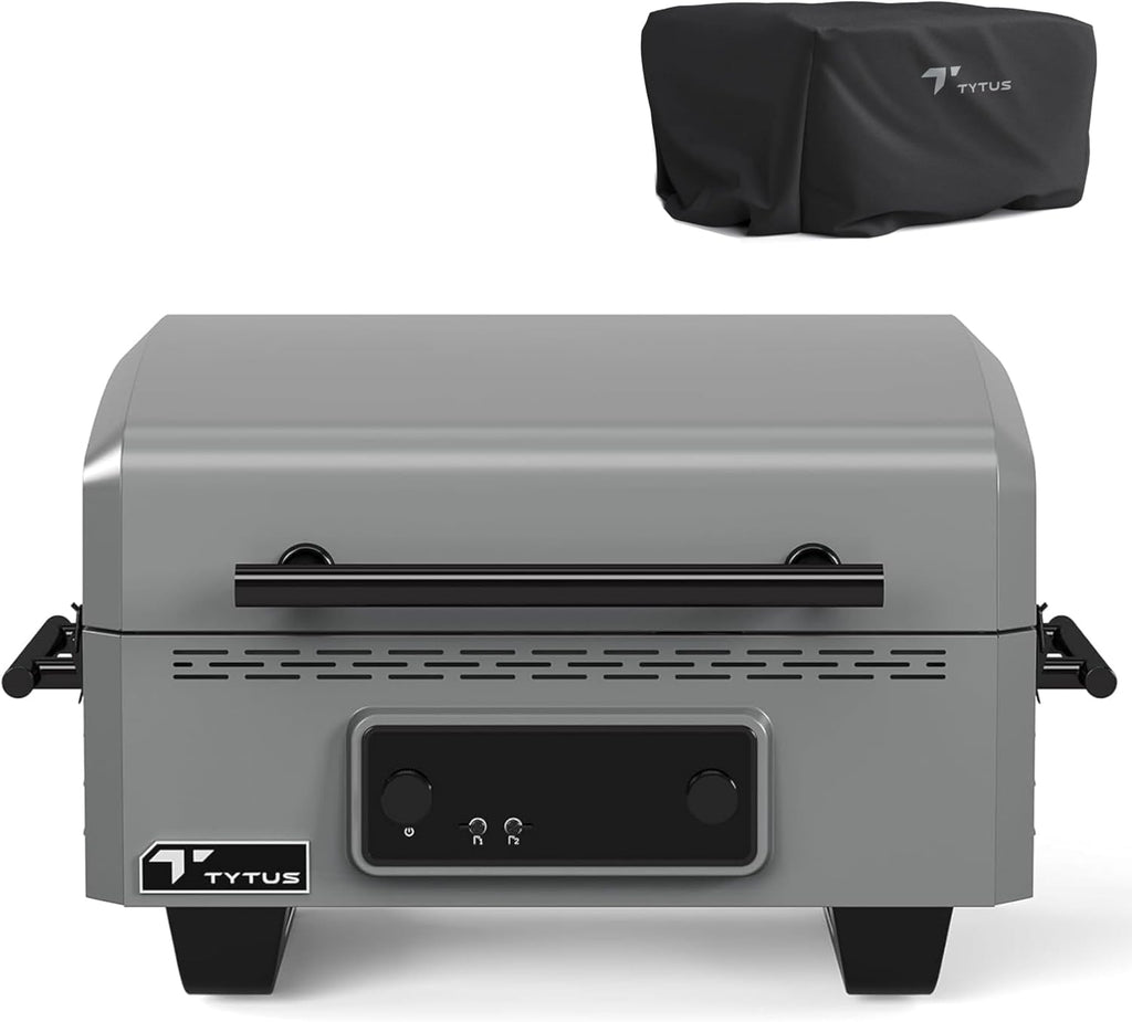 TYTUS Tabletop Electric Grill & Griddle Combo with 318 Sq. In Cooking Area and Cover, Dual-Sided Aluminum Plates, up to 500F, LCD Display with 2 Temp Probes