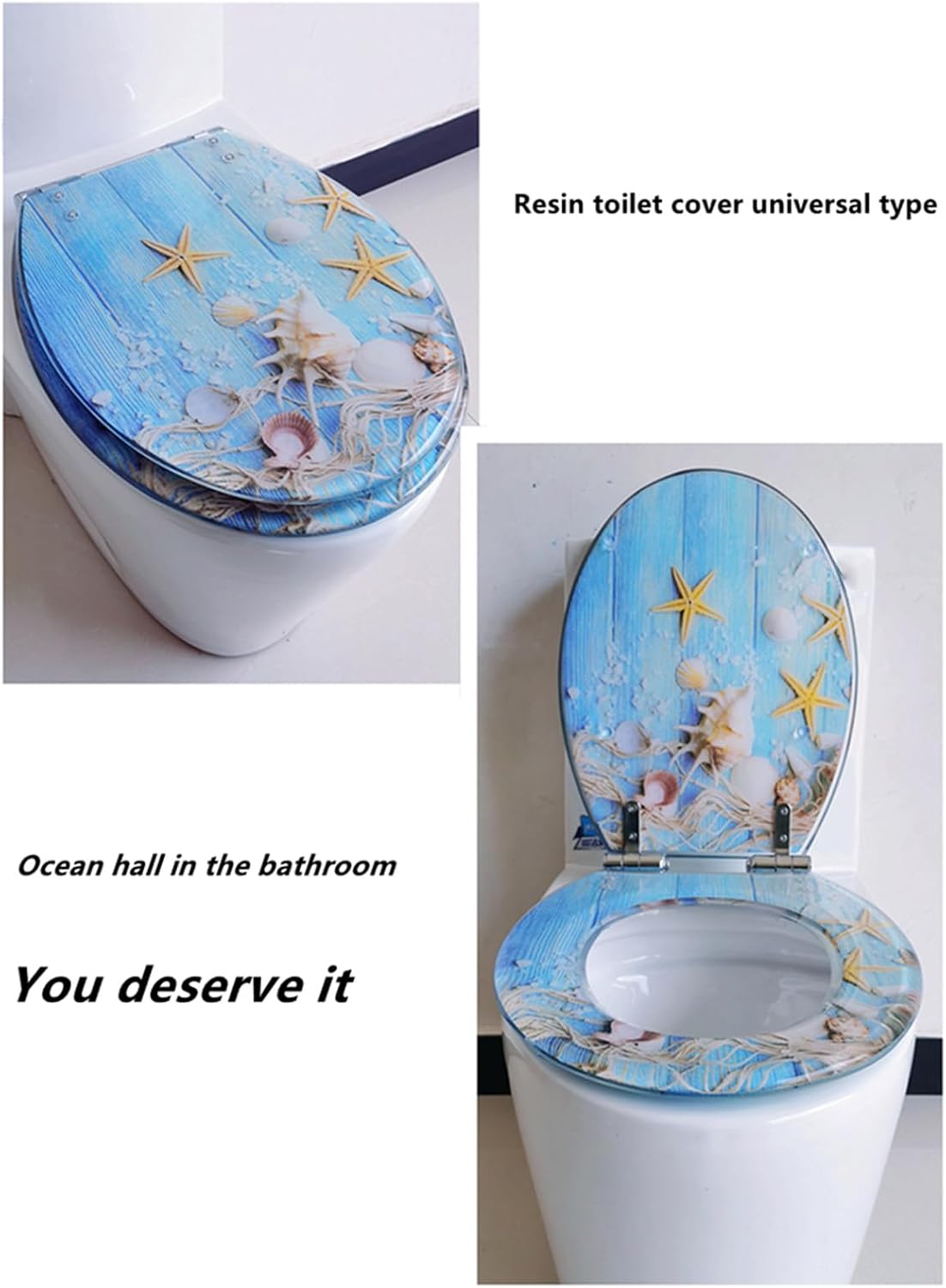 Round Toilet Seat Resin Toilet Seat Quietly Slow Close with Quick-Release Hinges Toilet Seat with Cover Easy to Clean Install