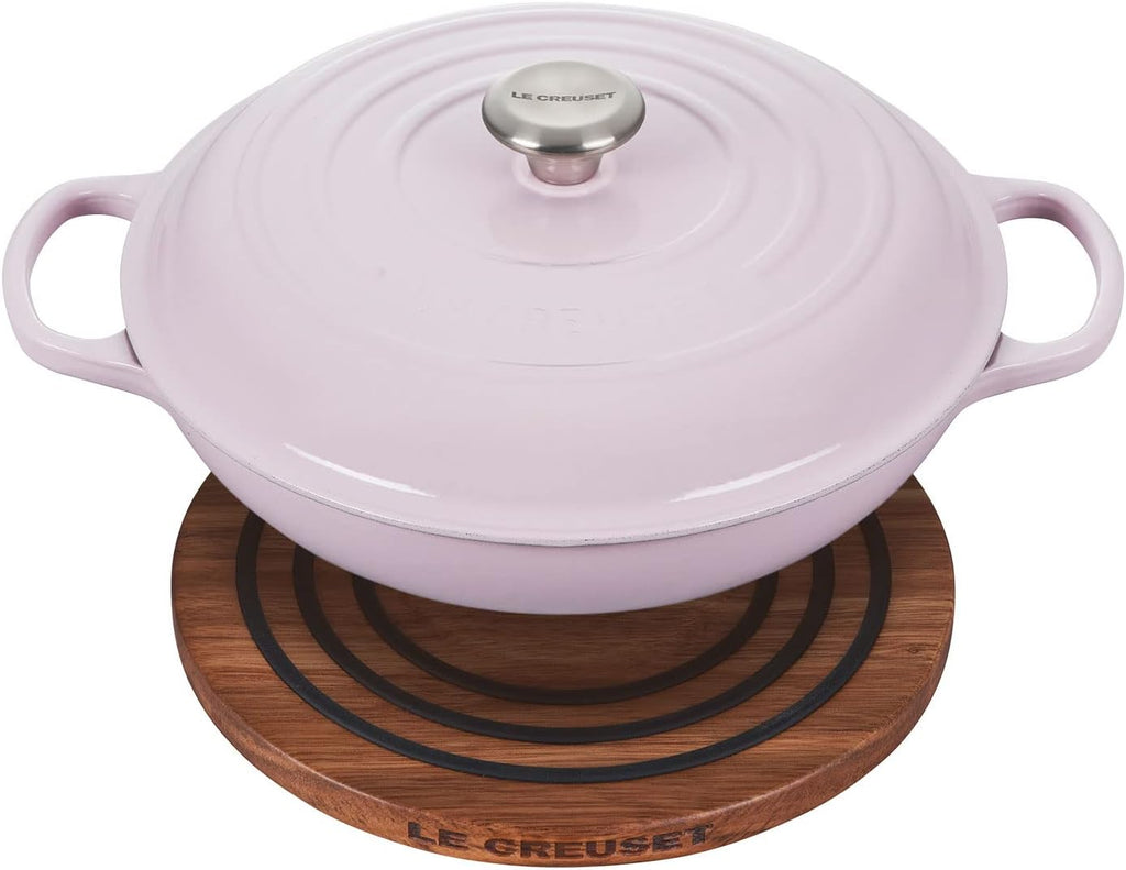 Le Creuset 3 1/2 qt. Signature Cast Iron Braiser Bundle with Magnetic Trivet - Shallot