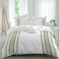Sage Green and White Striped Duvet Cover Set Queen Size 4 Pieces Modern Minimalist Vertical Lines Bedding Set with Zipper Closure, 1 Comforter Cover 90x92 Inches 1 Flat Sheet & 2 Pillow Cases
