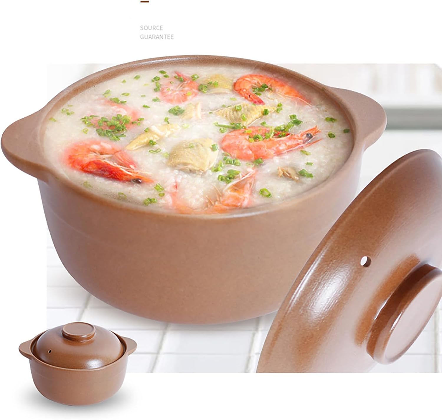 Cookware Kitchen Stew Pot Round Ceramic Casserole for Soup and Stews, Clay Cooking Pot with Lid and Dual Handles, Uniform Heating Household Braiser Pan,4L