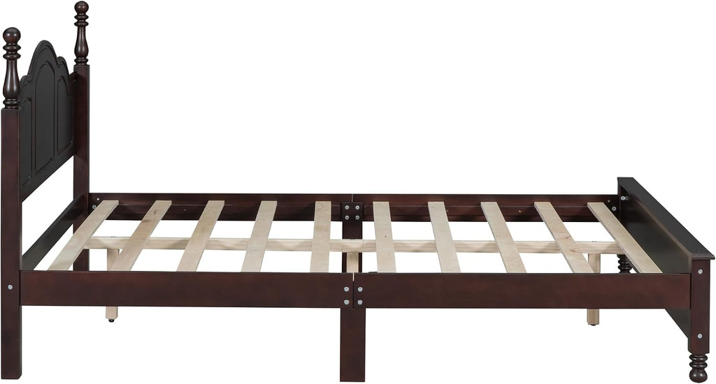 Harper & Bright Designs 3-Piece Queen Bedroom Set, Retro Style Wooden Bedroom Furniture Set with Queen Size Bed Frame and Two Nightstands for Kids Teens Adults Bedroom, Dark Walnut