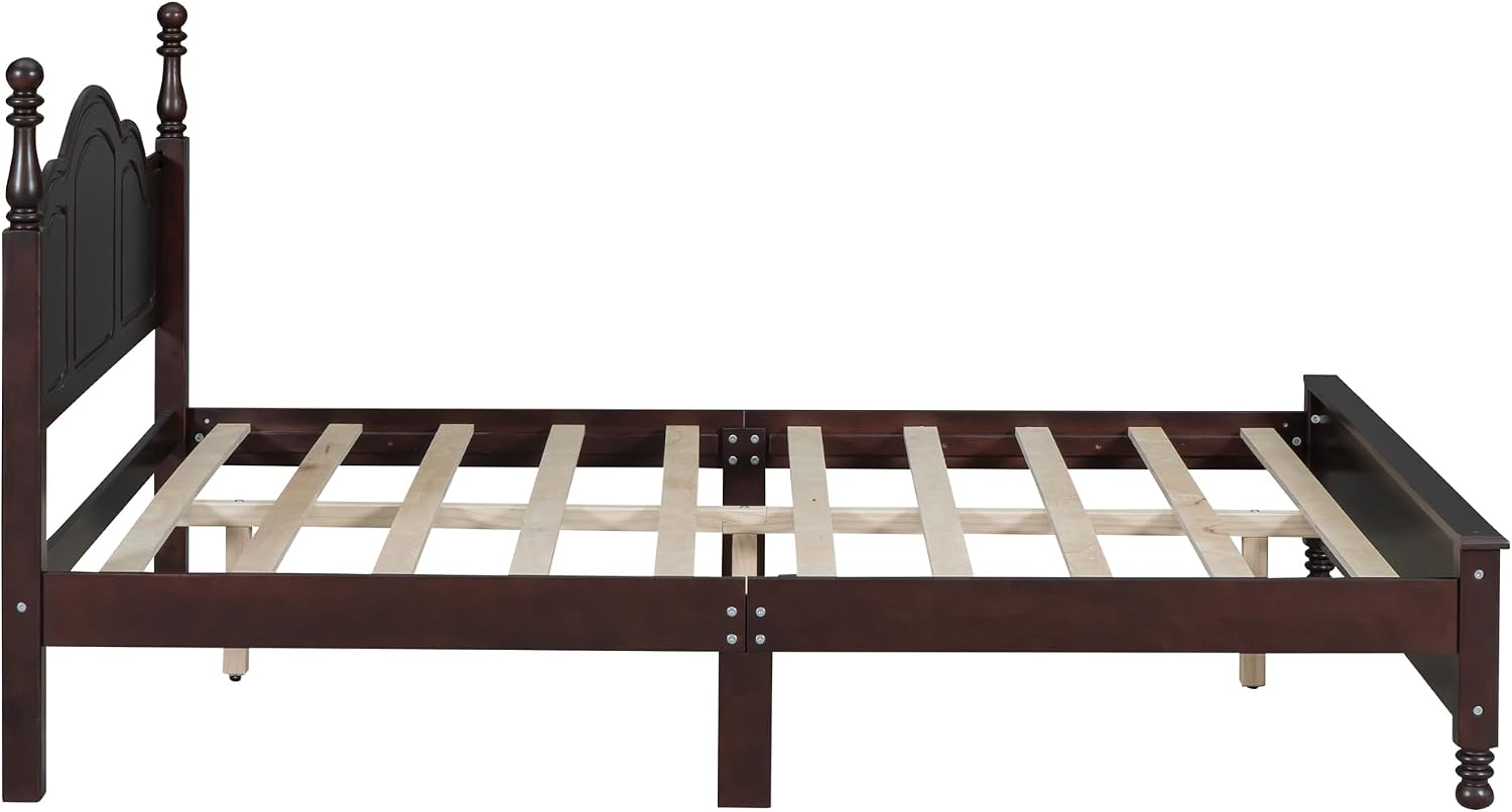 Harper & Bright Designs 3-Piece Queen Bedroom Set, Retro Style Wooden Bedroom Furniture Set with Queen Size Bed Frame and Two Nightstands for Kids Teens Adults Bedroom, Dark Walnut