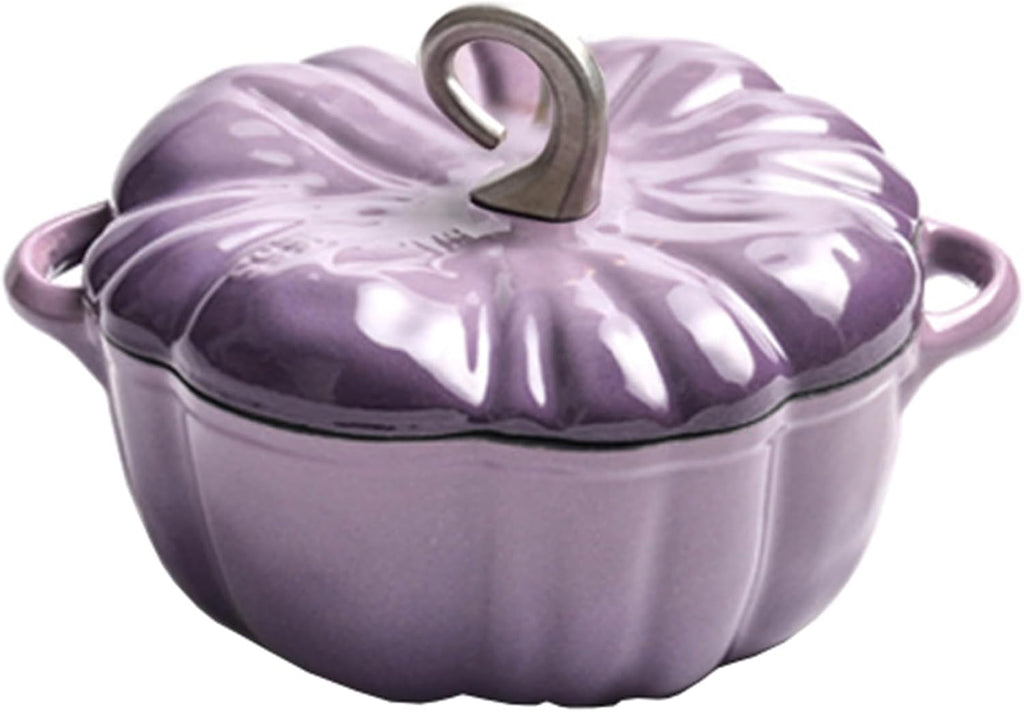 Pumpkin Dutch Oven, Pumpkin Cast Iron Dutch Oven, Pumpkin Shape Cooking Pot Enamel Pot with Lid Non-Stick Stew Pot Soup Pot, Saucepan Pot Halloween Thanksgiving Decor Gift,3.7L