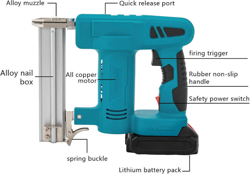 Nail Gun Battery Powered,2-in-1 Staple Gun,21V 100W Battery Powered Staple Gun, Nail Gun for Home Improvement, Woodworking（Blue）