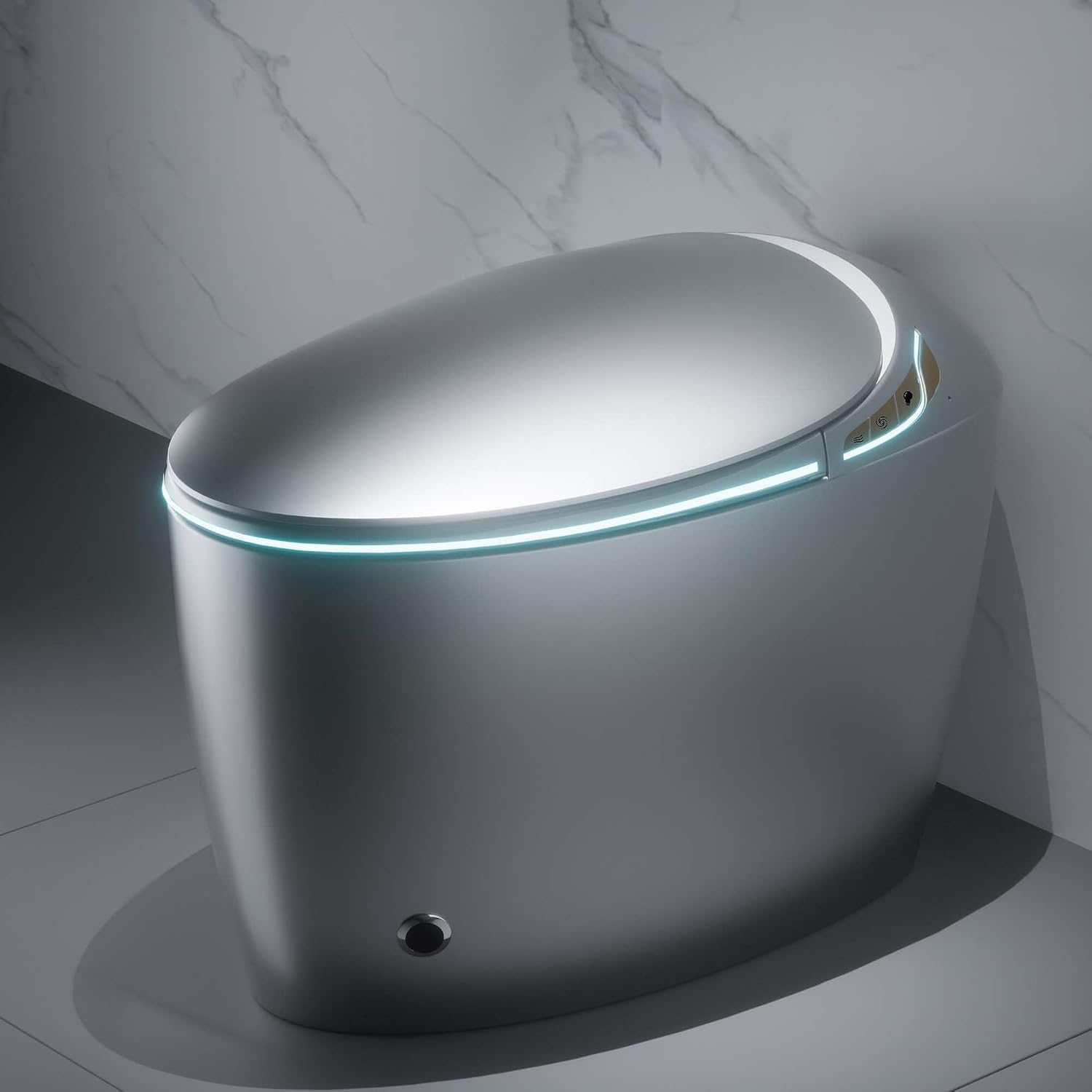 Black Smart Toilet with Bidet Built In, Luxury Elongated Electric Toilet with Heated Seat&Foot Sensor, 1.28 GPF Dual Flush, Auto Open/Close Seat, Warm Water&Dryer, Multiple Washing Modes (Grey)