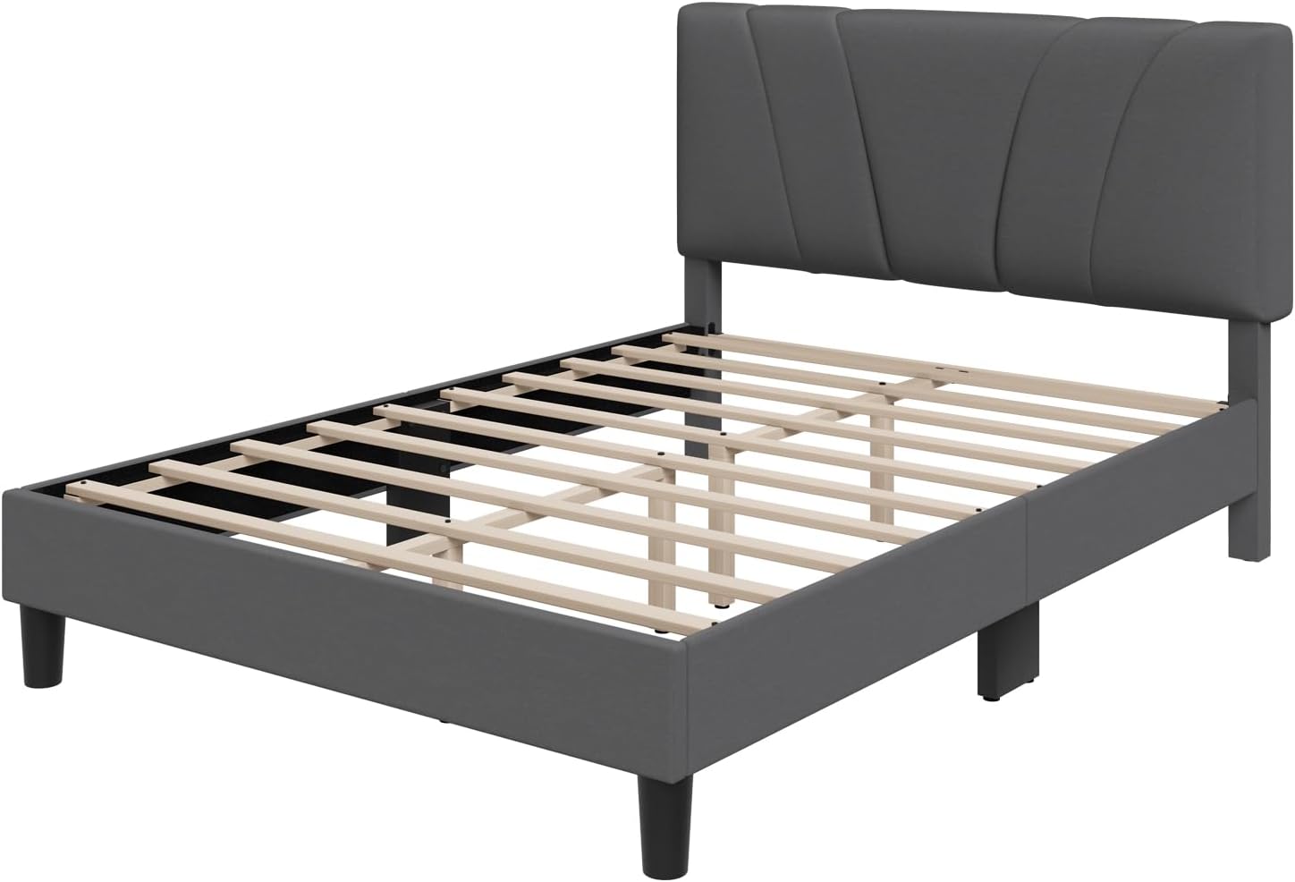 Novilla Full Bed Frame Upholstered Platform Full Size Bed Frame with Adjustable Headboard, Strong Weight Capacity, No Box Spring Needed, Easy Assembly, Grey