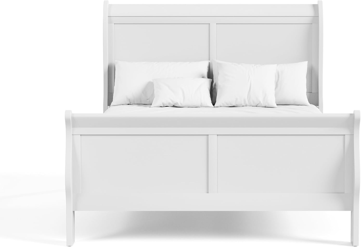 Furniture of America Arabella Traditional Solid Wood 3 Piece Bedroom Set, Full Bed Frame and Nightstands Set of 2, Chic Sleigh Design Bedframe with Headboard and Footboard, Box Spring Needed, White