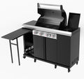 Flintex 4-Burner Propane Gas Kitchen Grill Island with Side Burner,44,000 BTU Stainless Steel BBQ Outdoor Griddle Grill Combo with LPG/NG Convertible and Storage Cabinets & Fold-out Table, Black
