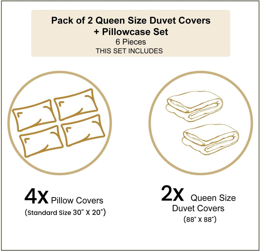 Ambesonne Snow Mountain Duvet Cover Sets, African Herd Passing by Snow-Capped Mount Kilimanjaro, Bedding Set with 2 Duvet Covers & 4 Pillowcases, 2 Pack Queen Size, Azure Blue and Multicolor