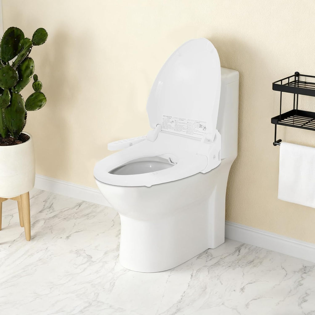 Toilet Seats, Bidet Toilet Seat Elongated, Smart Heated Water Luxury, Electronic Heated Bidet Toilet Seat with Long Power Cord, Smart Touch Panel, Nightlight, Temperature Controlled Wash