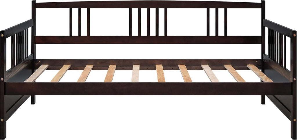 Harper & Bright Designs Twin Size Daybed Frame, Solid Wood Day Bed Frame, Twin Sofa Bed for Living Room, Bedroom, No Box Spring Needed, Espresso Daybed