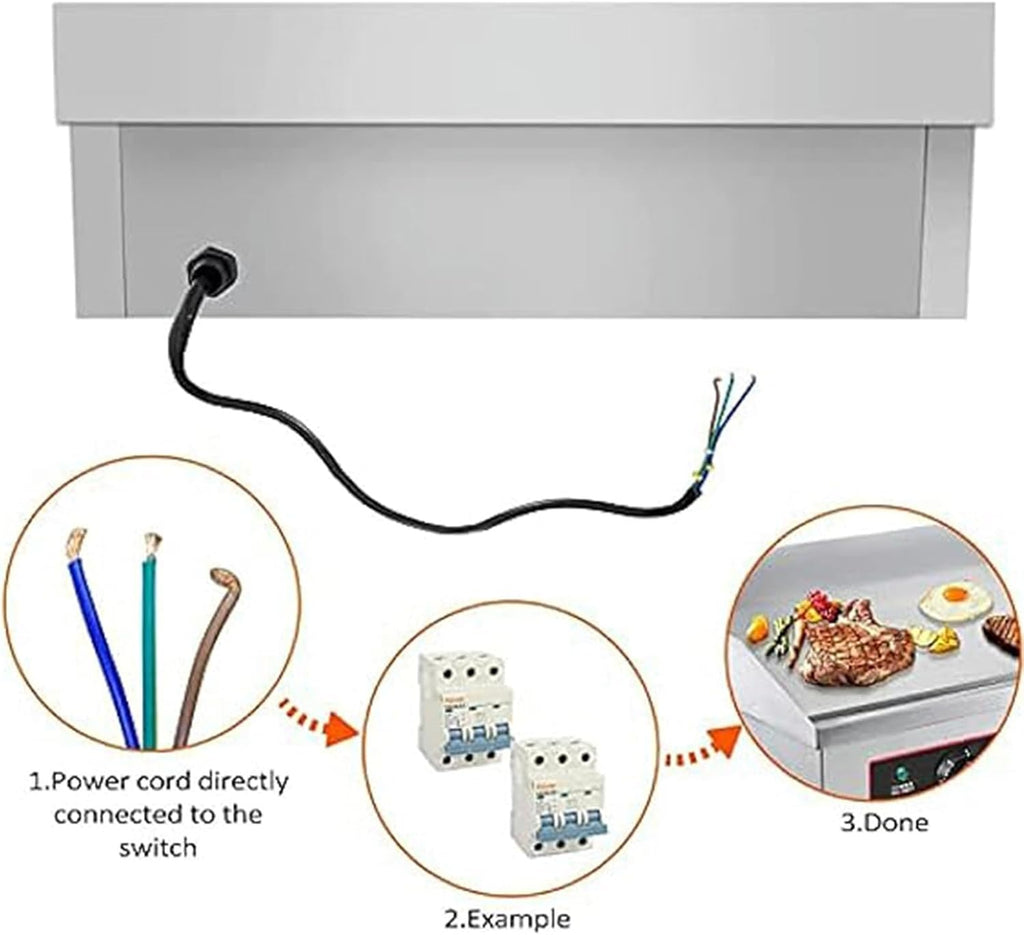 4400WCommercial Electric Griddle Flat Top Grill HotPlate Kitchen Grill CounterTop Stainless Steel Thermostatic Control 122-572℉