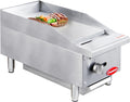 12' Commercial Countertop Griddle, Single Burners Gas Griddle, 30000 BTU Output, Stainless Steel Flat Top Grill Hot Plate with Natural Gas and Propane Conversion Kit for Restaurant, Food Truck