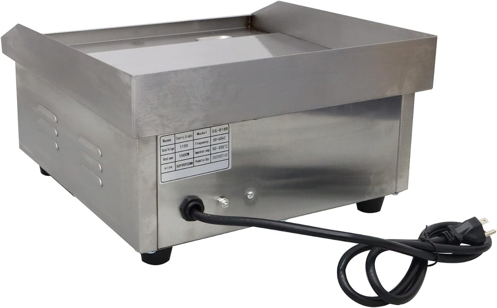 TECHTONGDA 14' Flat Top Electric Griddle, 1500W Commercial Grade Stainless Steel Teppanyaki Grill, Adjustable 122°F-572°F Heat Control, Hot Plate BBQ, Countertop Griddle for Kitchen, BBQ, Restaurant