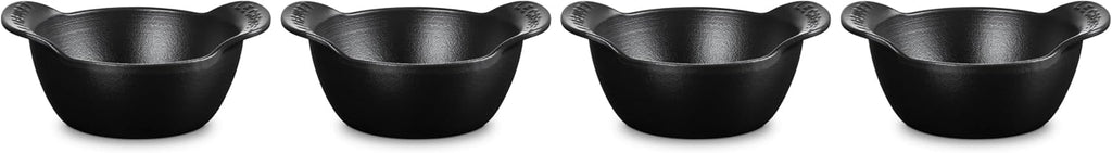 Le Creuset Enameled Cast Iron Gourmand Collection Set of 4 Mini Round Cocotte, .3 qt., Matte Black