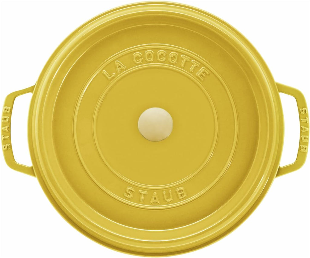 STAUB Enamelled Cast Iron Casserole Dish with Lid, Suitable for All Heat Sources Including Induction, 4 People, Round, 24 cm, 3.70 L, 4.7 kg, Lemon