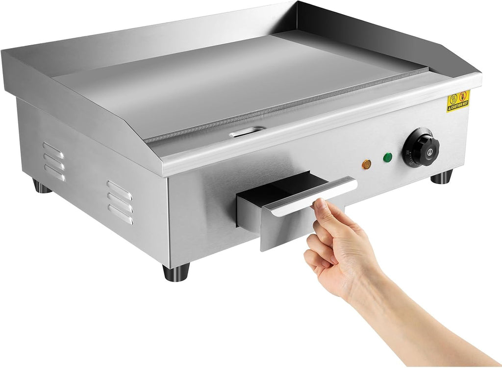 22' Commercial Electric Countertop Griddle Flat Top Grill Hot Plate BBQ 3000W Restaurant Tabletop Flat Top Grill Machine Adjustable Temperature Control