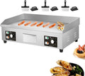 Commercial Countertop Electric Griddle, Stainless Steel Flat Top Grill with Raised Baffle & Temperature Control Knob, Burger Bacon Grill Plate and Warmer, Non-Stick Coati,4400W