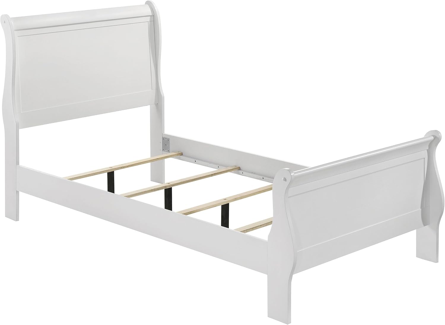 Coaster Home Furnishings Louis Philippe Traditional 4-Piece Bedroom Set Twin Size Sleigh Bed Frame 47-inch Headboard White 202441T-S4