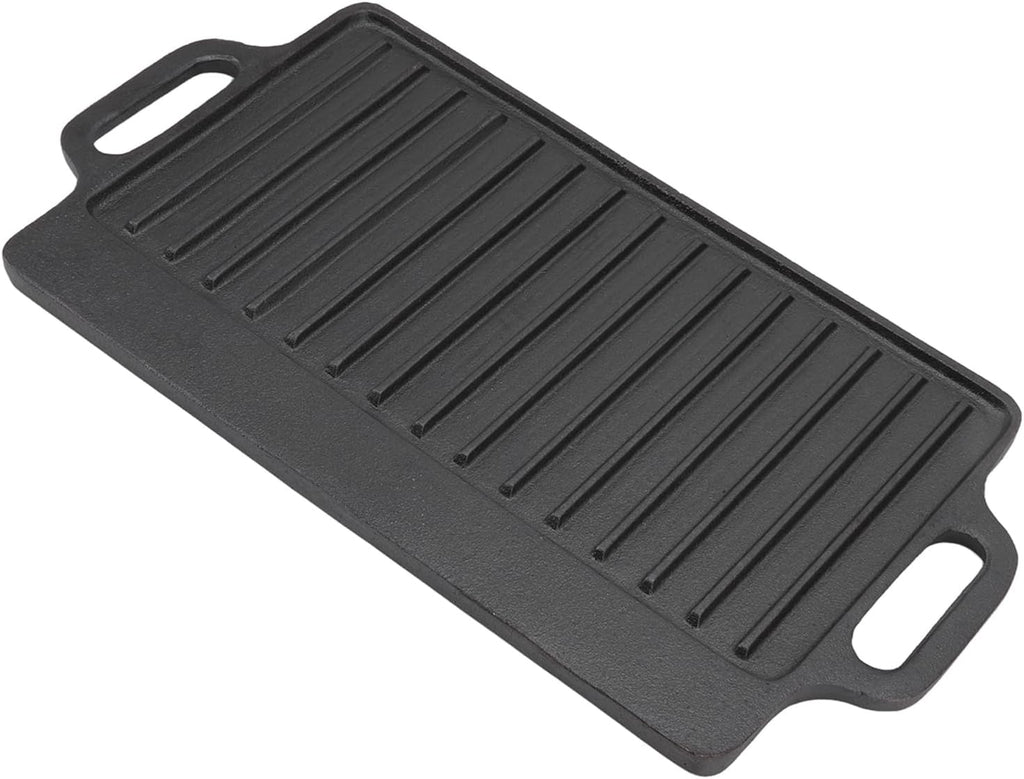 Cast Iron Heavy Duty Grill Griddle for Uniform Heating and Durable Cooking, for Steak, Chicken, Pancakes, Bacon and Eggs, with Easy Grip Handles, Stove Top Griddle for Household (51x23CM)